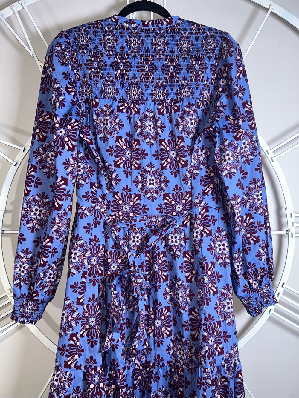 Boden Cecily Cotton Light Blue and Purple Floral Tiered Maxi Dress - Picture 11 of 14